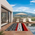 thumbnail image 3 of Black Red Outdoor Rug for Patio/Deck/Porch, Non-Slip Large Area Rug 6 x 9 Ft, Garden Floral Stripe Aesthetic Flower Boho Indoor Outdoor Rugs Washable Area Rugs, Reversible Camping Rug Carpet Runner, 3 of 8