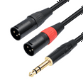 thumbnail image 4 of Cable de extensión de audio Jack 6,35 mm 1/4 TRS estéreo a doble XLR macho, cable divisor en Y, 100 cm, 4 of 8