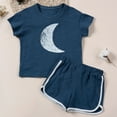 thumbnail image 2 of Gbsyewxs Girls Outfits 2 Piece Crew Neck Short Sleeve Printed Tops And Shorts Set Soft Summer Girls Clothes Set Navy Size 3-4 Years, 2 of 9