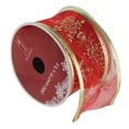 thumbnail image 3 of Northlight Cranberry Red and Gold Glitter Snowflakes Wired Christmas Craft Ribbon 2.5 x 10 Yards, 3 of 4