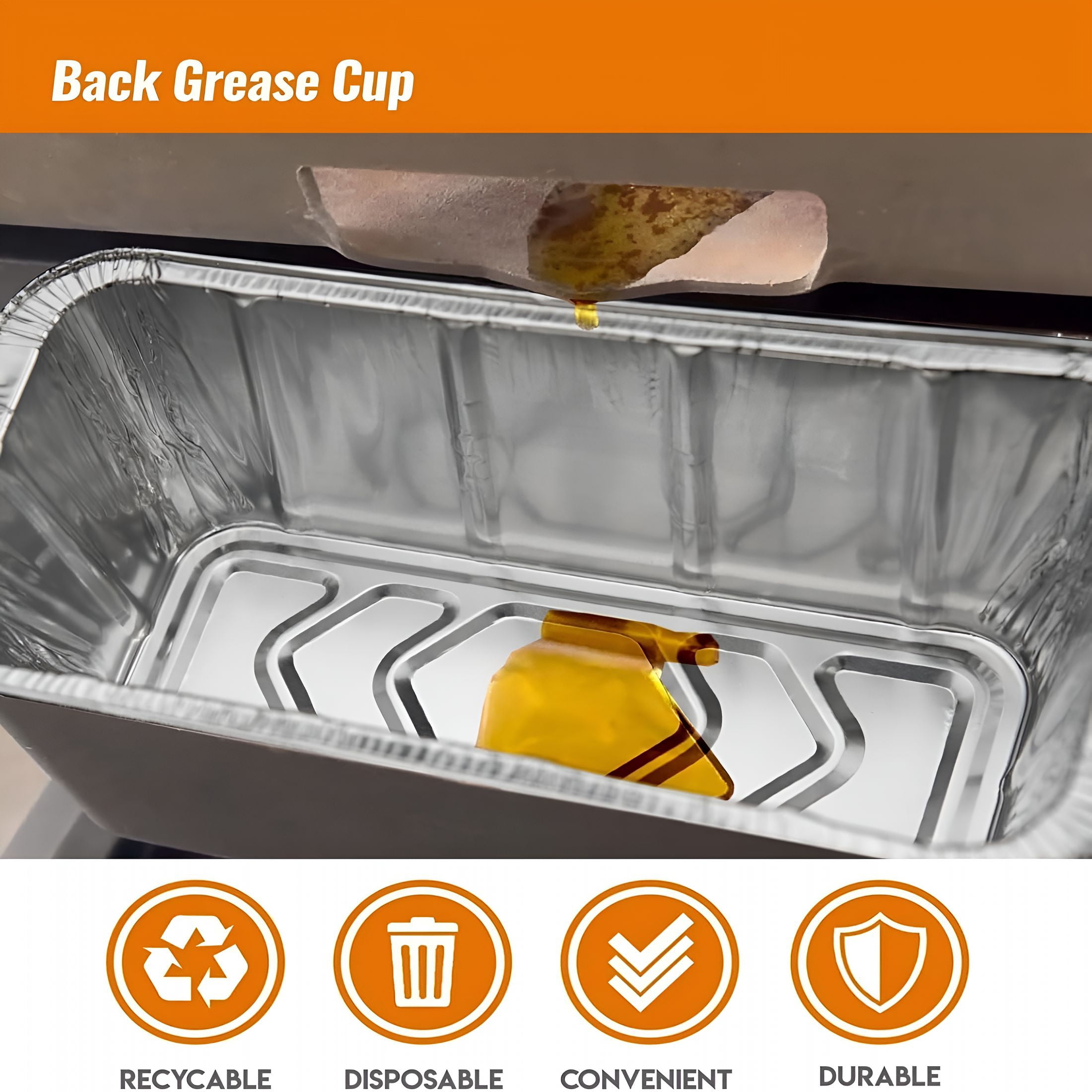 ACDANC 60 Pack Grease Cup Liners for Blackstone, Griddle Accessories for Blackstone 17"/22"/30"/28"/36"; Griddle, Easy Cleaning Disposable Aluminum Grease Traps &Drip Pans for Blackstone Catcher