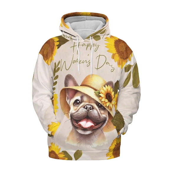 Happy Women's Day French Bulldog Sunflower Vintage Proud Mom All Over Print 3D Hoodie Unisex Merch Hoodies Dog Lover Gifts - 02030