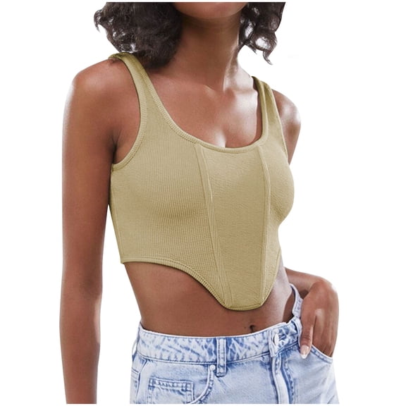 gakvbuo Summer Tank Tops For Women 2024 Going Out Crop Tops Sexy Square Neck Sleeveless Bustier Corset Crop Tank Tops