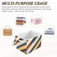 thumbnail image 6 of Yayeee Collapsible Cube Storage Bin with Lid Fabric Closet Decorative Basket with Handles, Retro Colorful Stripes, 6 of 7