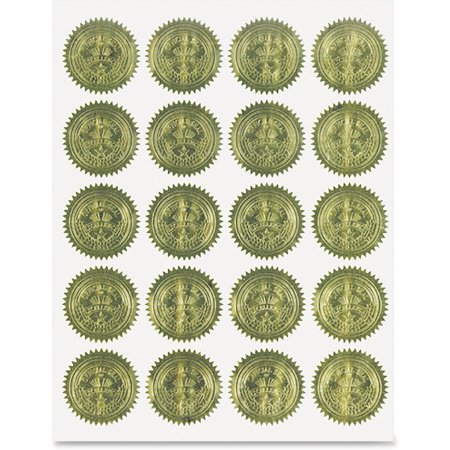 UPC: 0082032200146 | Geographics 20014 Self-Adhesive 2 in. Embossed Seals – Gold (20/Sheet  5 Sheets/Pack)