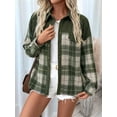 thumbnail image 5 of Women'S Flannel Plaid Shirt Long Sleeve Casual Fall Tops Green M, 5 of 8