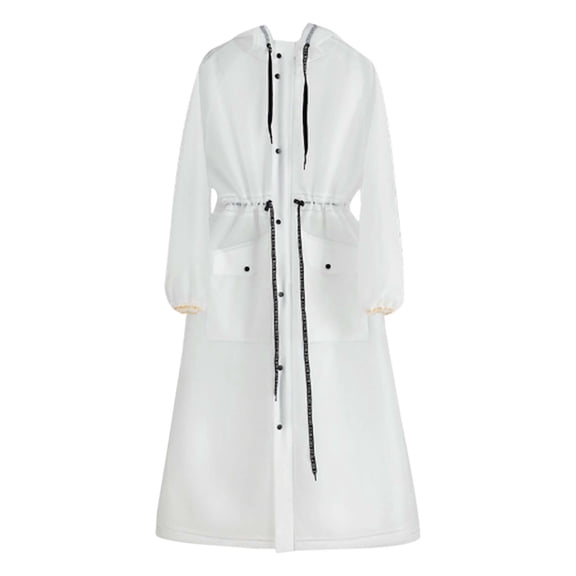 Women's Long Full Length Raincoat Hooded Windbreaker Outdoor Trench Coat Lightweight Travel Jacket Clear L