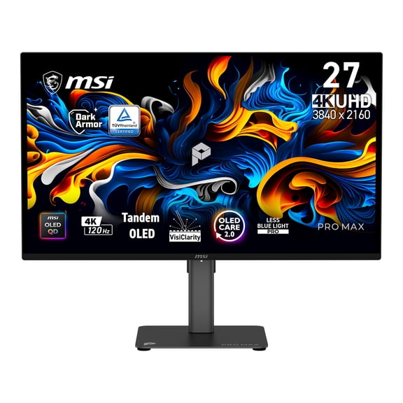 MSI 27" UHD (3840 x 2160) HDMI DP USB Type-C 15W PD 120Hz 0.03ms NVIDIA G-SYNC AMD FreeSync Premium Pro QD-OLED Professional Office Monitor - PRO MAX 271UPX12G WMT