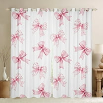 Castle Fairy Pink Ribbon Bow Knot Black Out Curtains for Teens Girls Kids,Dreamy Princess Curtains Pack Of 2 (42X63 Each),Pink White Bedroom Curtains,Microfiber Bedroom Decor