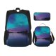thumbnail image 1 of Disketp Night At Lake Aurora Mochila Estampada de Gran Capacidad con Lonchera y Estuche, Set de 3 Piezas para Estudiantes, 1 of 7