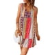 thumbnail image 3 of Vestido mini con cuello en V para mujer, vestido sin mangas bohemio estampado estilo étnico informal para verano, 3 of 7
