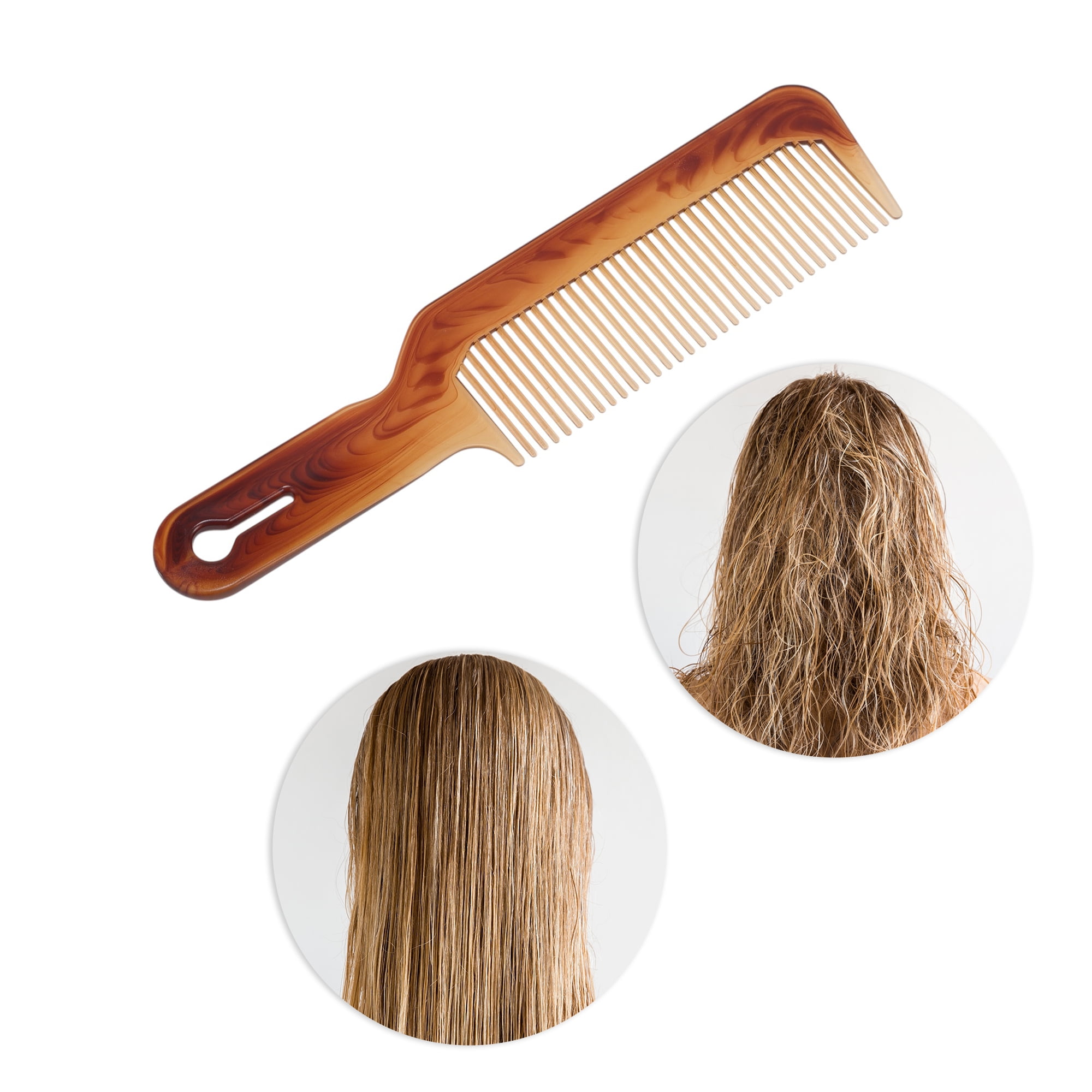 Unique Bargains 1 Pc Portable Two-Color Handle Flat Comb for Curly Hair and Styling Needs