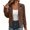 Brown, variant on Women Quilted Moto Jacket Casual Long Sleeve Zip Collar Slim Asymmetrical Zipper Lapel Collar Zippered Pockets Ribbed Cuffs Streetwear Edgy Cropped Jacket, Gray S