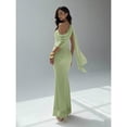 thumbnail image 6 of Green Womens Asymmetric One Shoulder Ruched Maxi Dress Elegant Evening Gown, 6 of 8