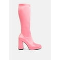 thumbnail image 2 of PRESTO Pink Stretchable Satin Long Boot, 2 of 6