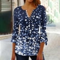 thumbnail image 2 of CYMMPU Loose Fit Tunic Tops Boho Blouses for Women Dressy Casual Spring Tops Floral Printed Button V Neck Flare Sleeve Summer Trendy Shirts 3/4 Sleeve Pleated Dressy T-Shirts Multicolor L, 2 of 5