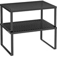 thumbnail image 1 of SONGMICS Spice Racks, Set of 2 Metal Cabinet Shelf Organizers, Countertop Organizers, Shelf Risers, Stackable, Expandable, Ink Black, 1 of 6