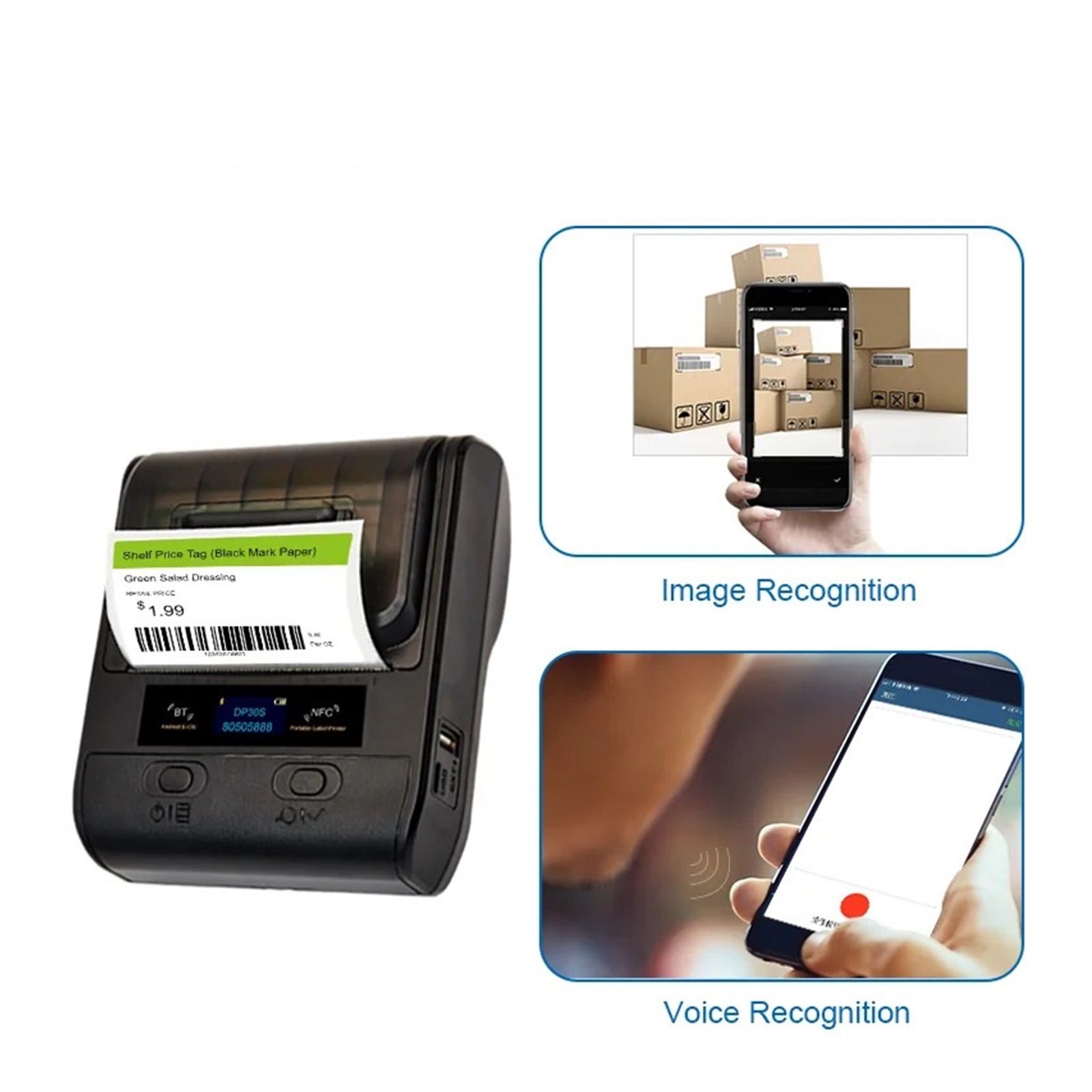 10*20mm Mini Portable Thermal Printer BT Barcode Hand Multifunctional Price Label Sticker Maker