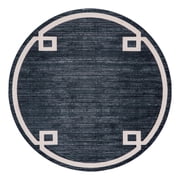 Jill Zarin Uptown Collection Area Rug - Lenox Hill (8' Round Navy Blue/Ivory)