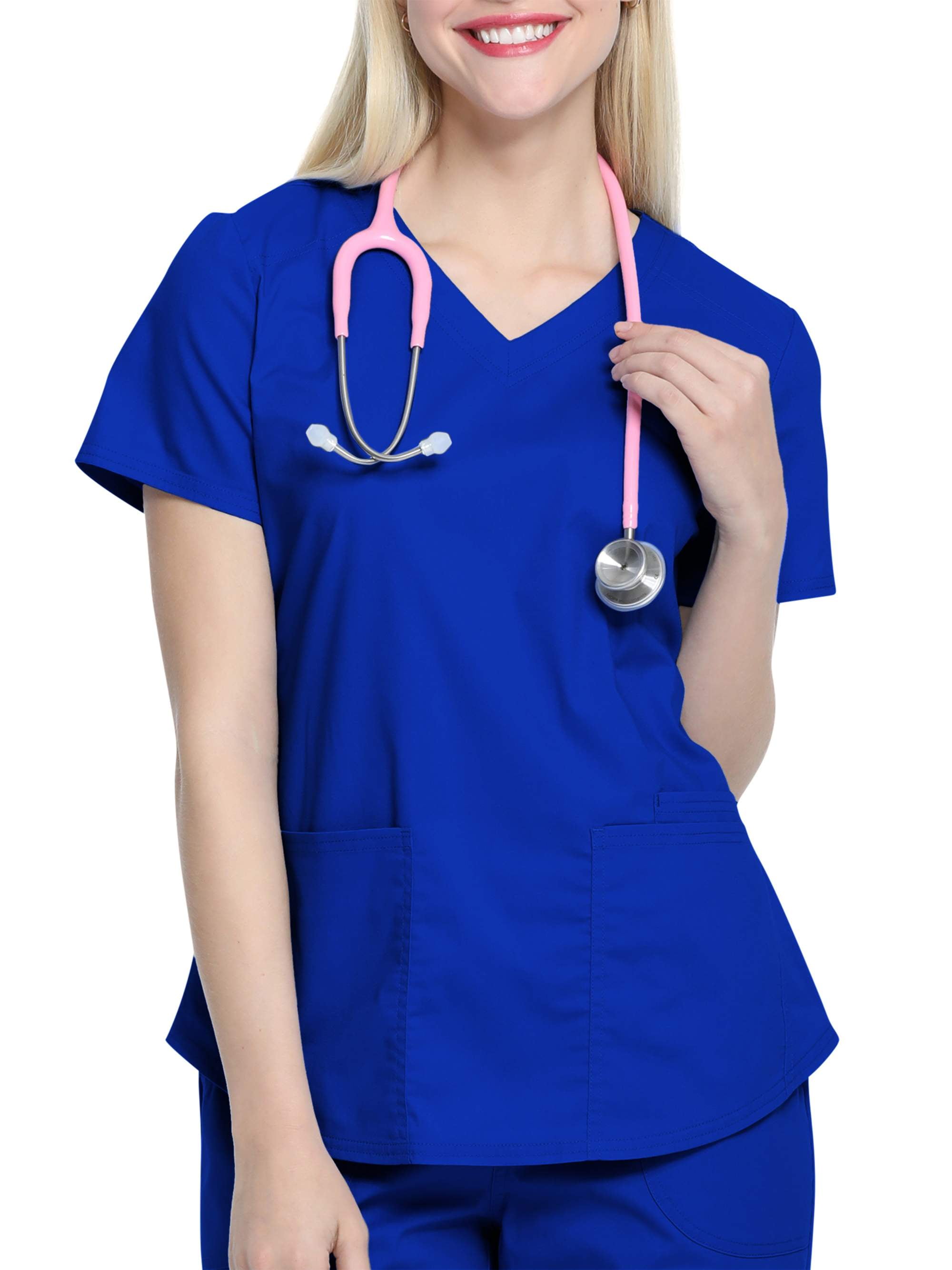 Scrubstar Women's Core Essentials VNeck Scrub Top with Rounded Hem