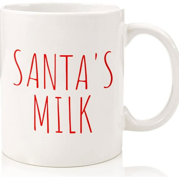 Christmas Mug Santa's Milk Fun Christmas Gift For Mom, Grandma, Dad, Grandpa, Son, Daughter Two Toned Red Christmas Mug Funny Christmas Mug, Ceramic Novelty Coffee Mugs 11oz, 15oz Mug, T