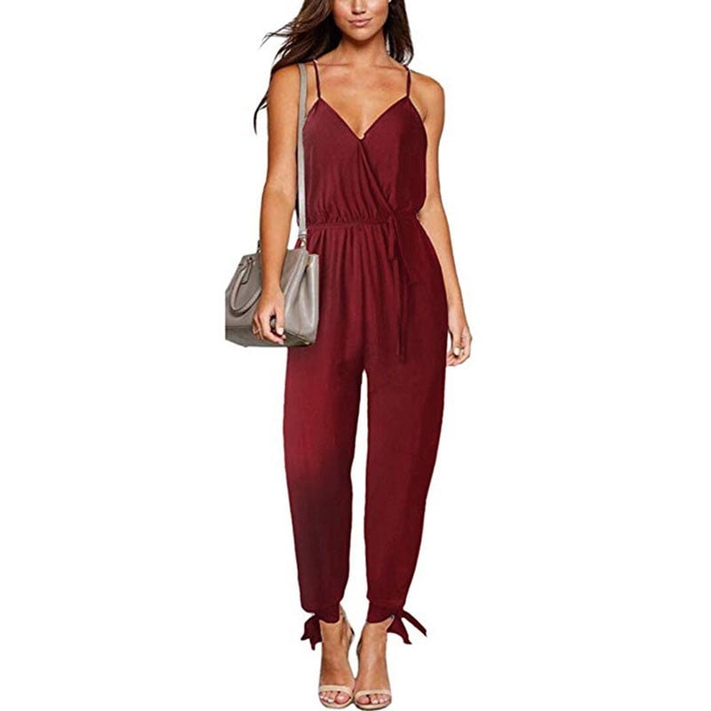 strapless v neck jumpsuit