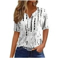 thumbnail image 2 of Alllist Womens Tops Under $10 White Notch Neck Elbow-Length Button Graphic T-Shirts Womens T Shirts, 2 of 5