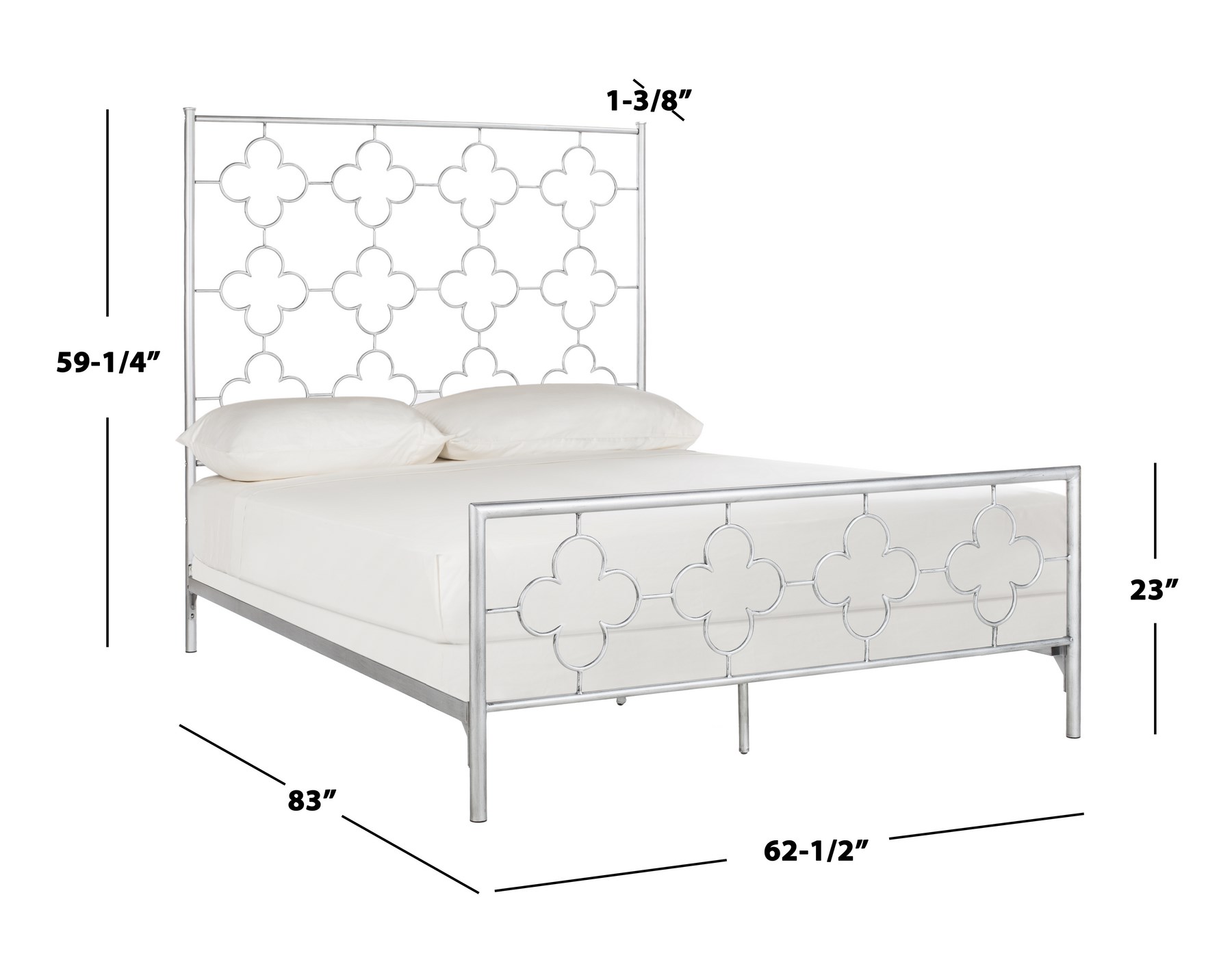 SAFAVIEH Morris Geometric Glam Lattice Metal Headboard, Queen, Antique Silver