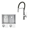 thumbnail image 2 of Stainless Steel Under Mount 29" Double Bowl Kitchen Sink/Faucet Kit, 2 of 4