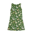 thumbnail image 4 of yuCgh Sleeveless Easter Dress for Girls, Summer Casual Tank Dress with Colorful Print, Lightweight & Breathable Kids Easter Dress,Army Green 110, 4 of 5