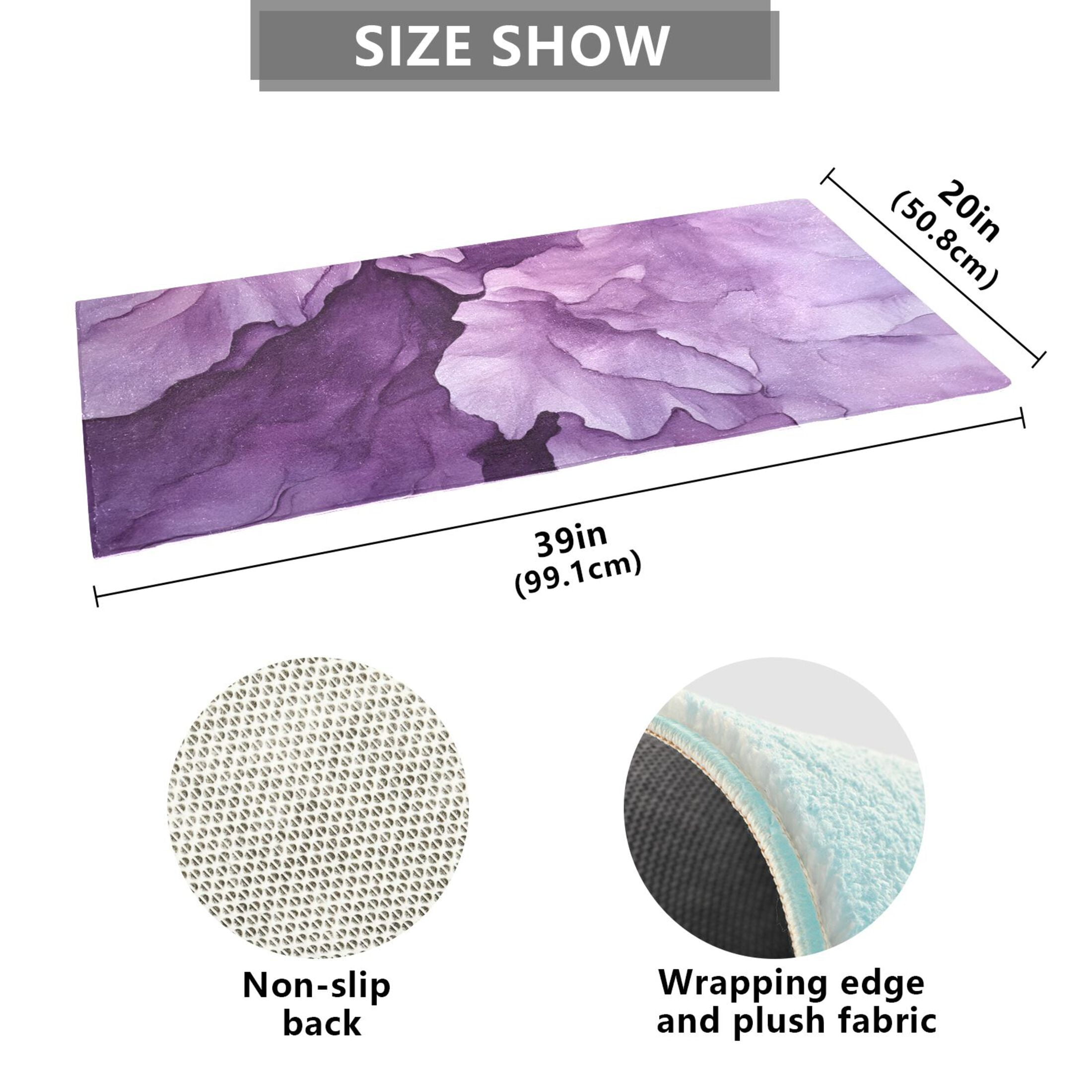 Abstract Purple Flower Bathroom Runner Rug Absorbent Non Slip Bath Mat for Living Room Kitchen 39" x 20"