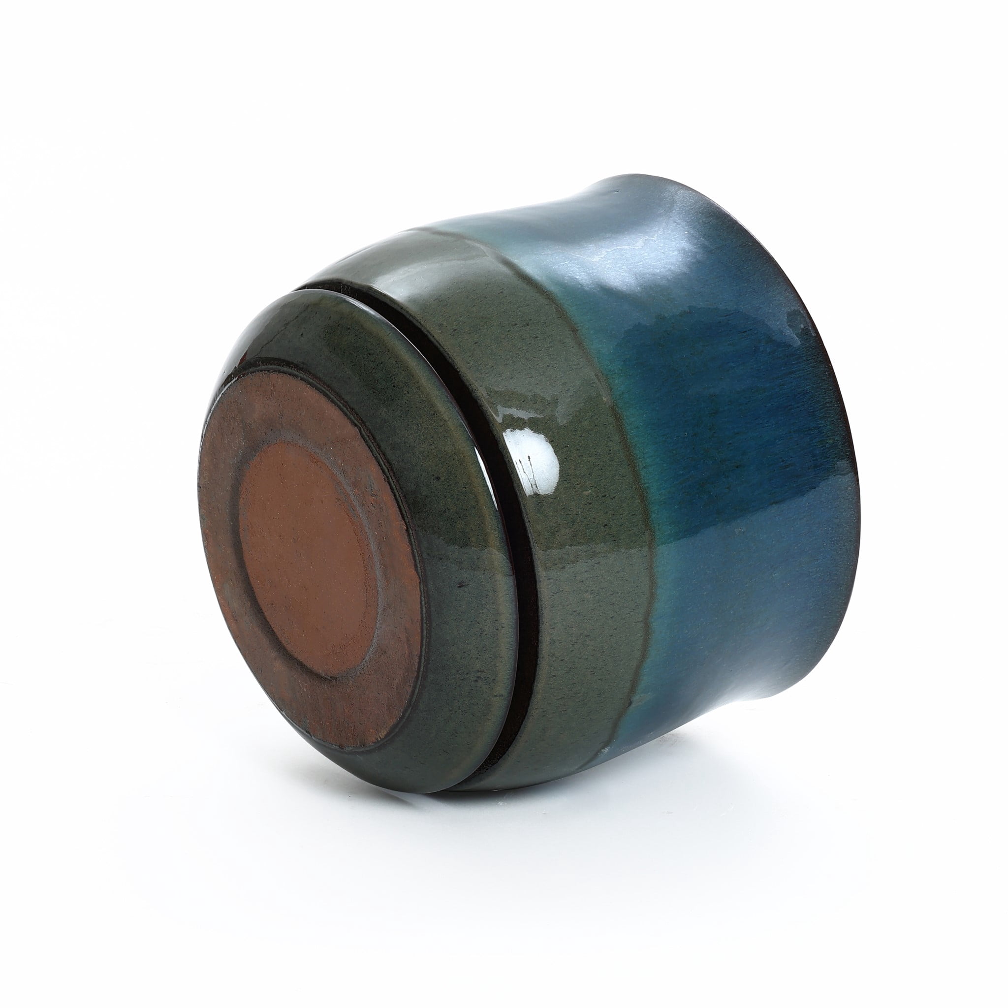 LuxenHome Blue and Green Ombre Round Decorative Ceramic Planter Pot
