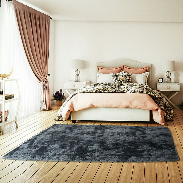 Alfombra de lana de seda con degradado teñido anudado, tapete largo de lana para mesa de centro de sala de estar, manta para dormitorio, tapete para el hogar de 62 x 31 pulgadas
