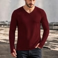 thumbnail image 6 of XuJwPNcy Men's T Shirts Long Sleeve Tops with Thumbhole Soft Casual V Neck Basic Tee(Wine,Large), 6 of 8