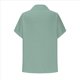 thumbnail image 5 of Camisa Estilo Boyfriend A Rayas Fruncidas para Mujer, Blusa Informal con Cuello Corto, Mangas , Botones y Bolsillo, Verde Talla S, 5 of 7