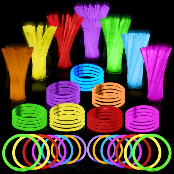 PartySticks Glow Sticks 800 pack - 8 Inch Glow in The Dark Light Up Sticks Party Favors, Glow Party Decorations, Neon Party Glow Necklaces and Glow Bracelets with Con