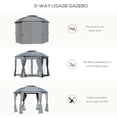 thumbnail image 5 of Spaco 144x144 Inch Round Outdoor Gazebo, Patio Dome Gazebo Canopy Shelter with Double Roof, Netting Sidewalls and Curtains, Zippered Doors Grey AS, Easy Up Screened Canopy, 5 of 6