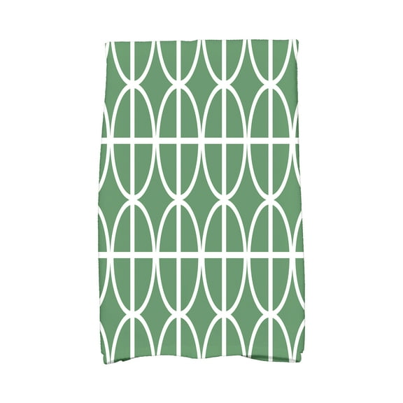 Simply Daisy, 16 x 25 inch, Ovals and Stripes, Geometric Print Kitchen Towel, Green