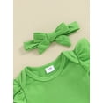 thumbnail image 5 of St. Patrick's Day Baby Girl Outfit 3 6 9 12 18 Months Long Sleeve  one-piece  Romper Lucky Clover Suspender Skirt Headband 3Pcs Clothes Set, 5 of 8