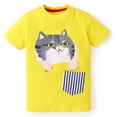 thumbnail image 3 of Knit N Knot Boys' Cat Printed Cotton T-shirt with Shorts | Casual Cotton Combo Set for Kids | Lemon Yellow | 1 set, 3 of 7
