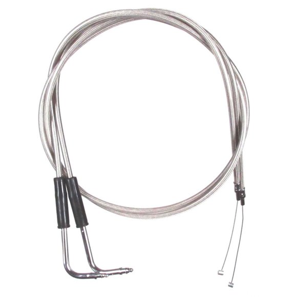 Stainless Braided +10" Throttle Cable Set for 1996-2007 Harley Road King FLHR models without Cruise - HC-66-0366-0367-RK