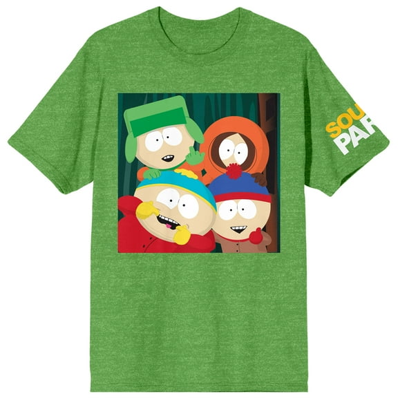 Southpark Group Overlay Art Women's Green Heather Short Sleeve Tee-S