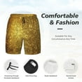 thumbnail image 3 of Mens Swim Trunks Gold Quick Dry Board Shorts with Compression Liner, 3 of 6
