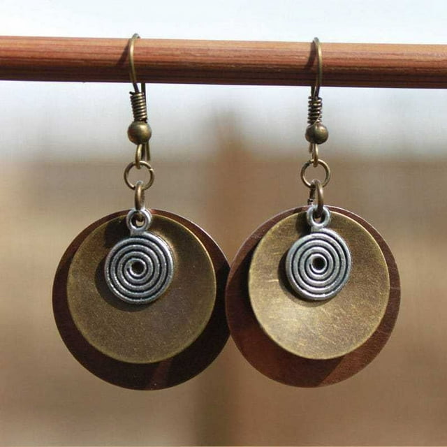Nvzi Pendientes colgantes de estilo retro, nuevos y únicos, estilo bohemio étnico, joyería vintage (marrón)