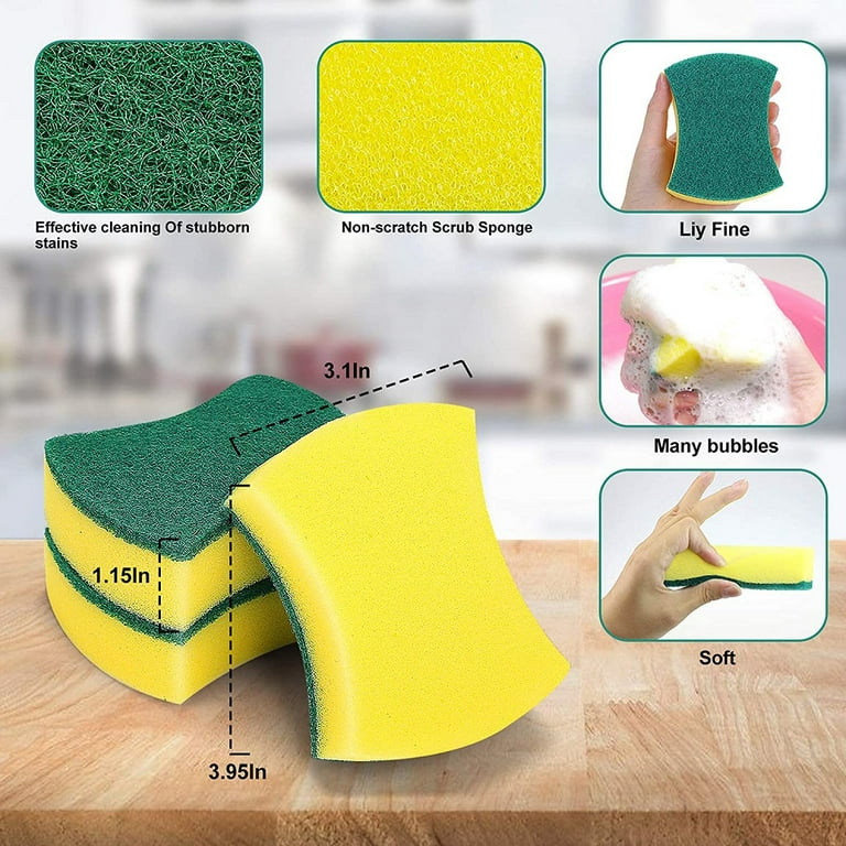 Kitchen Cleaning Sponges,20 Pack Eco Non-scratch Scrub Pads Sponge For Dish,scrub  Sponges