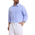 thumbnail image 4 of INSPIRE CHIC Men's Seersucker Shirt Striped Long Sleeve Button Down Textured Top S Blue, 4 of 5