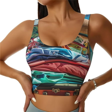 Matuu Tropical Vacation Essentials for Women s Sports Bra - Soft  Comfortable and Breathable Sports Vest for Yoga  Fitness  and Dance-Large