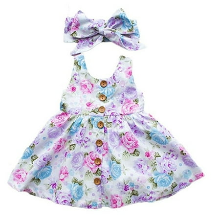 Summer Cute Baby Girl Floral Dress Kid Party Wedding Pageant Formal ...