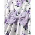 thumbnail image 6 of Toddler Baby Girls Clothes Solid Long Sleeve Tops + Sleeveless Floral Bow Dress Outfit Set Purple 5-6 Years, 6 of 7