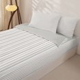 thumbnail image 2 of Castle Fairy Minimalist Vertical Line Zipper Twin Comforter Sets with Fitted Sheet and 2 Pillowcases,Abstract Linear Band Zipper Bedding Set,Off-White Light Taupe,Reversible, 2 of 5